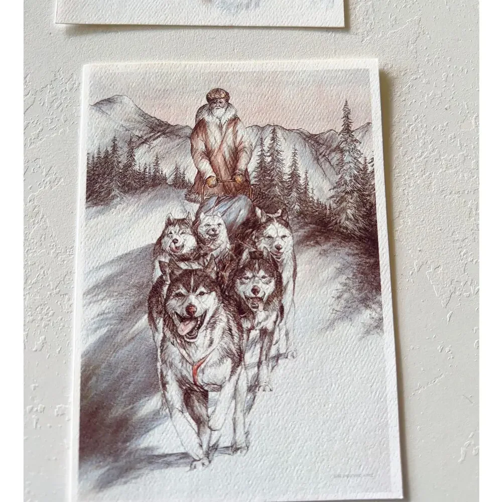 Vintage 80s Patti Lindstrand Alaskan Art Stationary Cards Eskimo Set of 11
